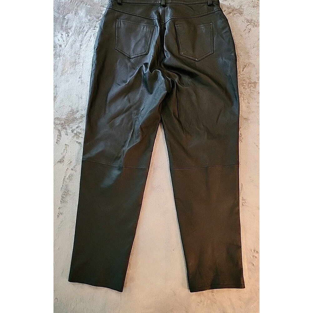 VTG Bagatelle High Rise Leather Pants Womens Sz 16 Straight Leg Lined Black Moto - Picture 5 of 11